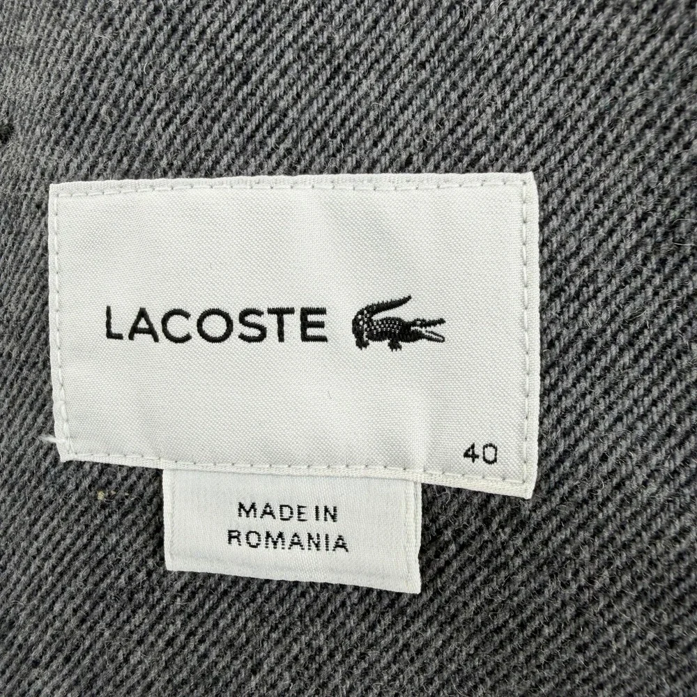 Lacoste Women Gray Double Breasted Pea Coat Jacket Size 40 Wool Blend Bib Collar